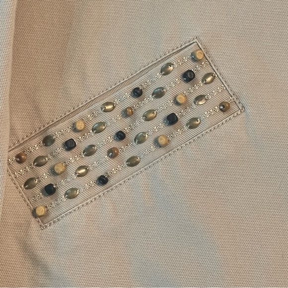 New Ruby Rd. Petite khaki zip up short jacket with stone embellishments -size 6P - Picture 4 of 12